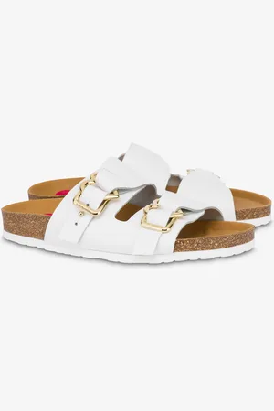 Moschino Calf sandals with double Heart Buckle strap