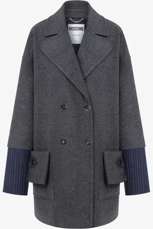 Moschino Wool Felt Coat with Cuff Details