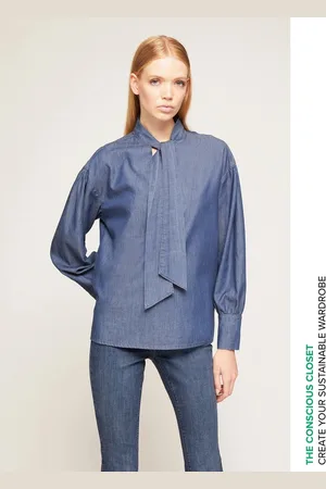 Motivi Blusa over con fusciacca in denim Donna