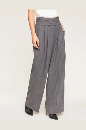 Motivi Pantaloni palazzo con pinces in flanella Donna