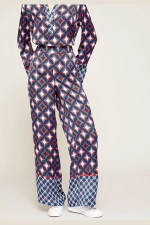 Motivi Pantaloni palazzo in raso fantasia geometrica Donna