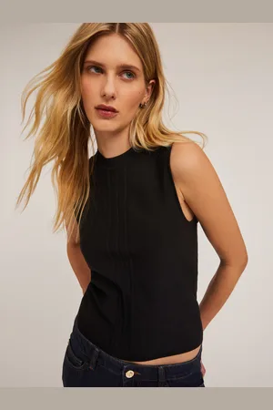Motivi Top in maglia con motivo a coste Donna