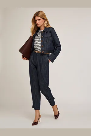 Motivi Pantaloni con cinturino sul fondo effetto denim Donna
