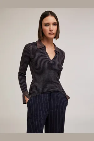 Motivi Polo a coste in maglia lurex Donna