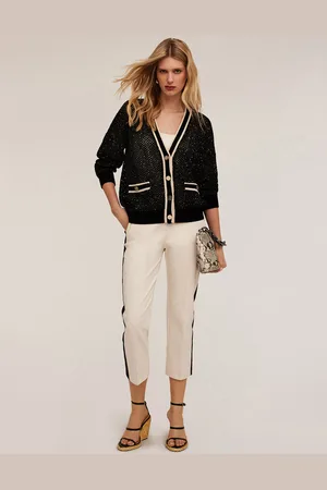Motivi Cardigan in maglia traforata con micro paillettes Donna
