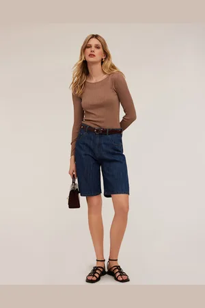 Motivi Bermuda in denim misto lino Donna
