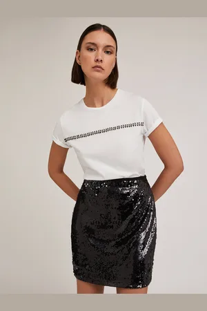 Motivi T-shirt con ricamo di cristalli Donna