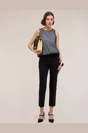 Motivi Top in popeline a righe e tulle plumetis Donna