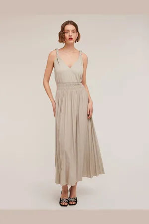 Motivi Vestito lungo plissé in jersey lurex Donna