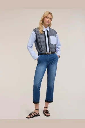 Motivi Camicia a righe e tulle plumetis Donna