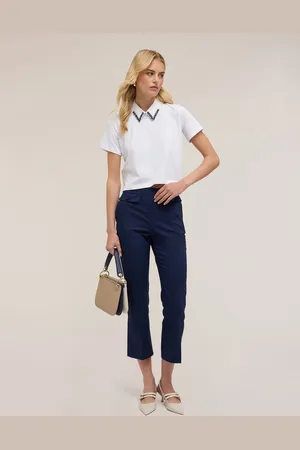 Motivi T-shirt con colletto ricamato con pietre Donna