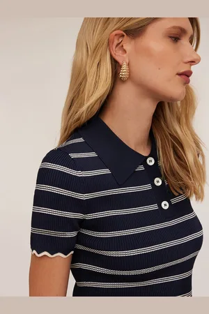 Motivi Polo in maglia a coste fantasia a righe Donna