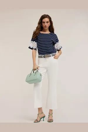 Motivi T-shirt con maniche effetto crochet Donna