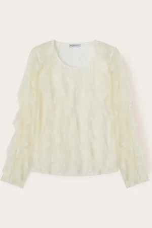 Motivi Blusa maniche lunghe in pizzo con rouches Donna