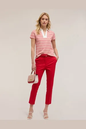 Motivi T-shirt a righe con colletto ricamato con pietre Donna