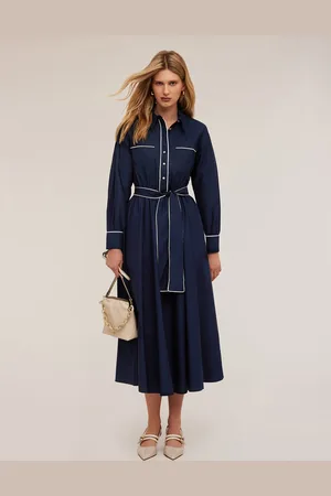 Motivi Vestito chemisier in popeline con profili Donna