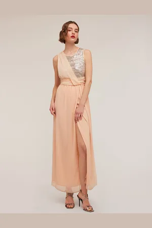 Motivi Vestito lungo a peplo con corpino full paillettes Donna