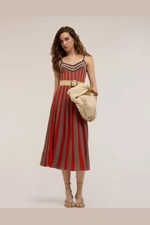Motivi Vestito flare in maglia lurex a righe Donna
