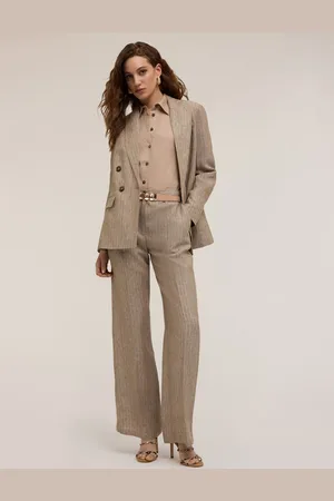 Motivi Blazer doppiopetto gessata in lino Donna