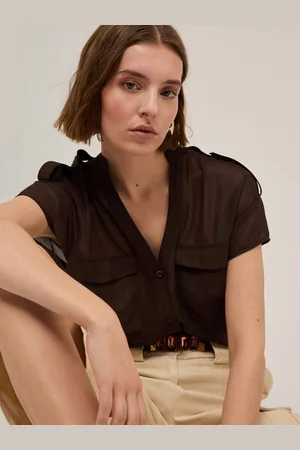 Motivi Camicia sahariana in georgette laminata Donna