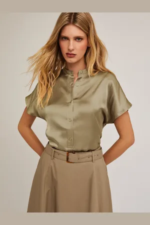 Motivi Blusa bimaterica con colletto alla coreana Donna