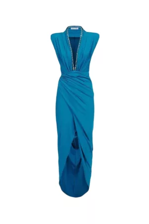 AMEN HOUSE of Abito lungo in lycra lucida con catena Turchese