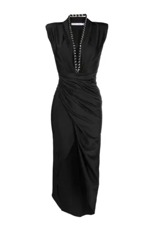 AMEN HOUSE of Abito lungo in lycra lucida con catena Nero