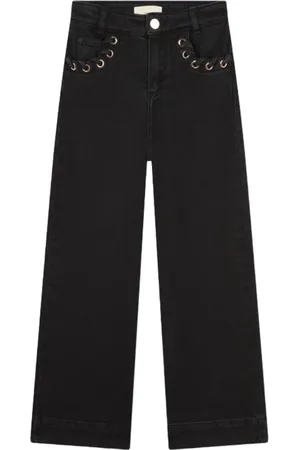 Michael Kors Jeans gamba larga con occhielli lavaggio nero