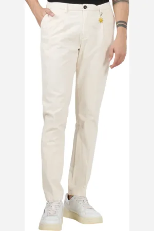 Manuel Ritz Pantaloni chino in velluto a costine panna