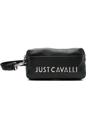 Roberto Cavalli Pochette in ecopelle con placca logo argento