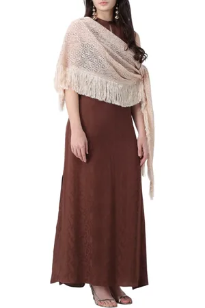 SIMONA CORSELLINI Scialle in maglia traforata lurex con frange beige