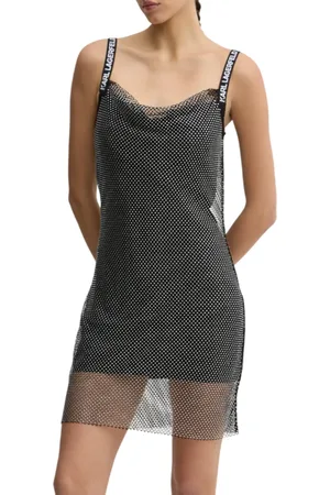Karl Lagerfeld Abito Chainmail con strass all over