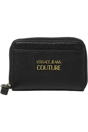 VERSACE Portafogli in pelle martellata con logo oro