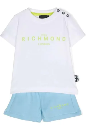 John Richmond Completo T-shirt e shorts celeste