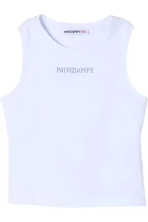 Patrizia Pepe Top in jersey con logo strass