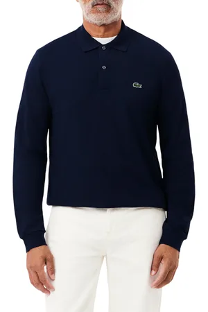 Lacoste Polo manica lunga 12.12 in piquè navy