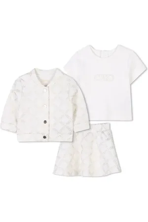 Michael Kors Completo bomber gonna e T-shirt bianco oro