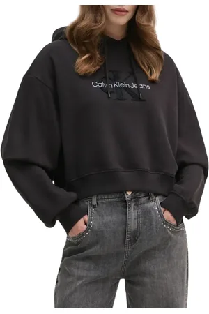 Calvin Klein Felpa crop con logo Chenille