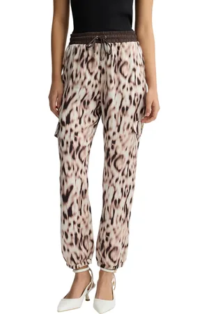 Liu Jo Pantaloni satin con coulisse in fantasia marrone