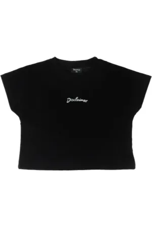 DISCLAIMER T-shirt crop manica corta con logo
