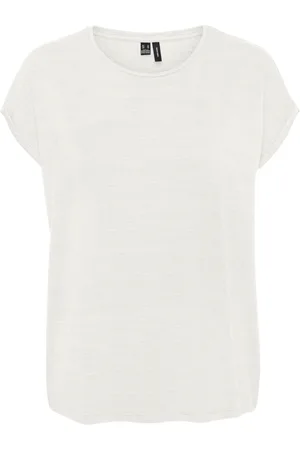 VERO MODA T-shirt manica corta Lava a righe glitterate panna argento
