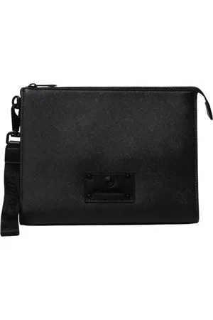 Roberto Cavalli Pochette in ecopelle saffiano con logo