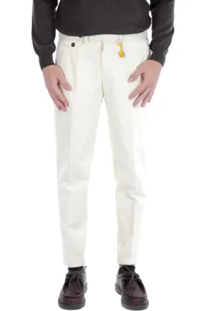 Manuel Ritz Pantaloni millerighe con pinces panna
