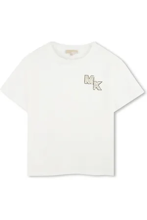 Michael Kors T-shirt maniche corte con logo borchiato bianco latte