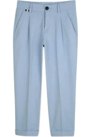 HUGO BOSS Pantaloni gamba slim con pinces celeste
