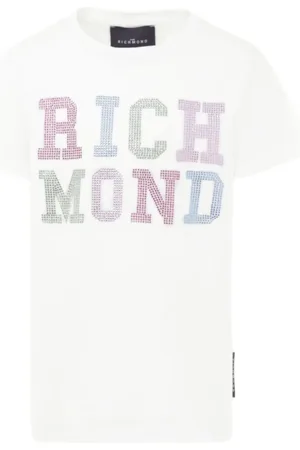 John Richmond T-shirt maniche corte Seliste con logo strass