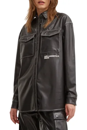 Karl Lagerfeld Camicia over in ecopelle con logo