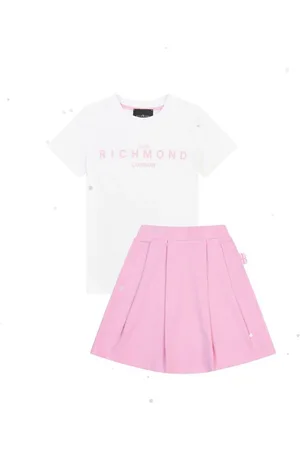 John Richmond Completo T-shirt e gonna Kurrat con logo rosa