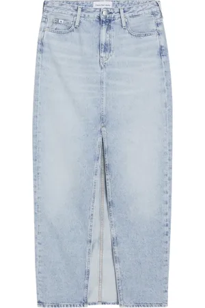 Calvin Klein Gonna lunga in denim lavaggio chiaro