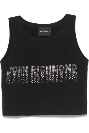 John Richmond Canotta cropped Selement con logo strass